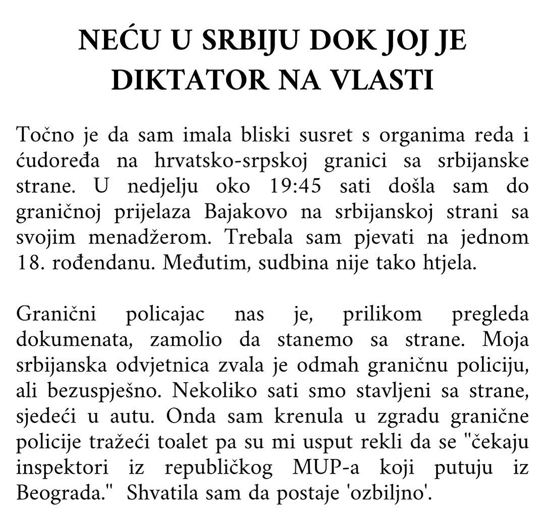 Oglasila se Severina, iznela sve detalje zadržavanja na granici: "Neću u Srbiju dok joj je diktator na vlasti" 6 Screenshot 20240826 181456 com.instagram.android edit 15548048391376