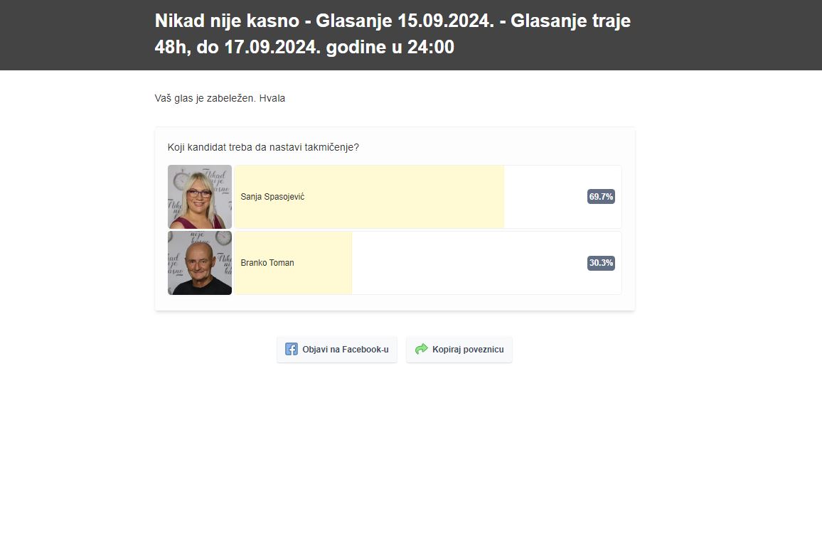 glasanje presek