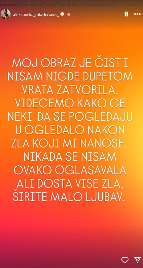 Aleksandra Mladenović javno poslala žestoku poruku, pevačica slomljena: "Naneli ste mi zlo" 6 Screenshot 2025 06 06 124110