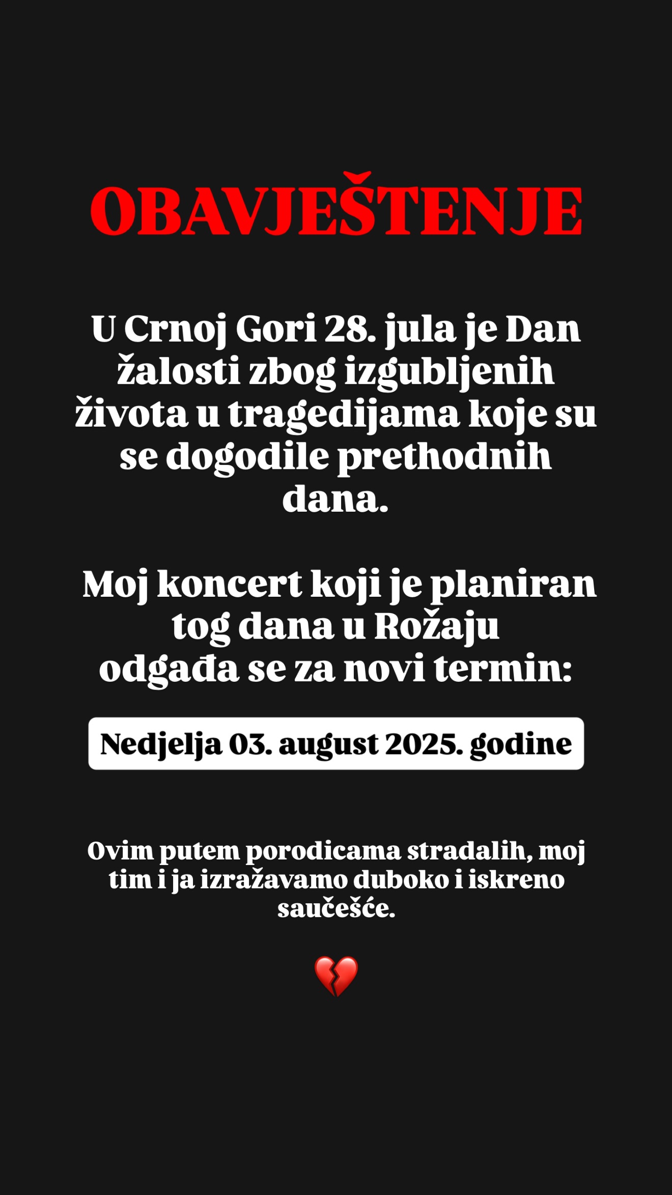 Šejla Zonić odložila koncert u Crnoj Gori, razlog je pretužan FOTO 7 524329144 17988146081838490 3045829995858813047 n