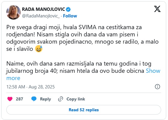 "Ovo je ozbiljna podmetačina i prevara" Rada Manojlović otkrila novu teoriju zavere, gore mreže 7 rada 2