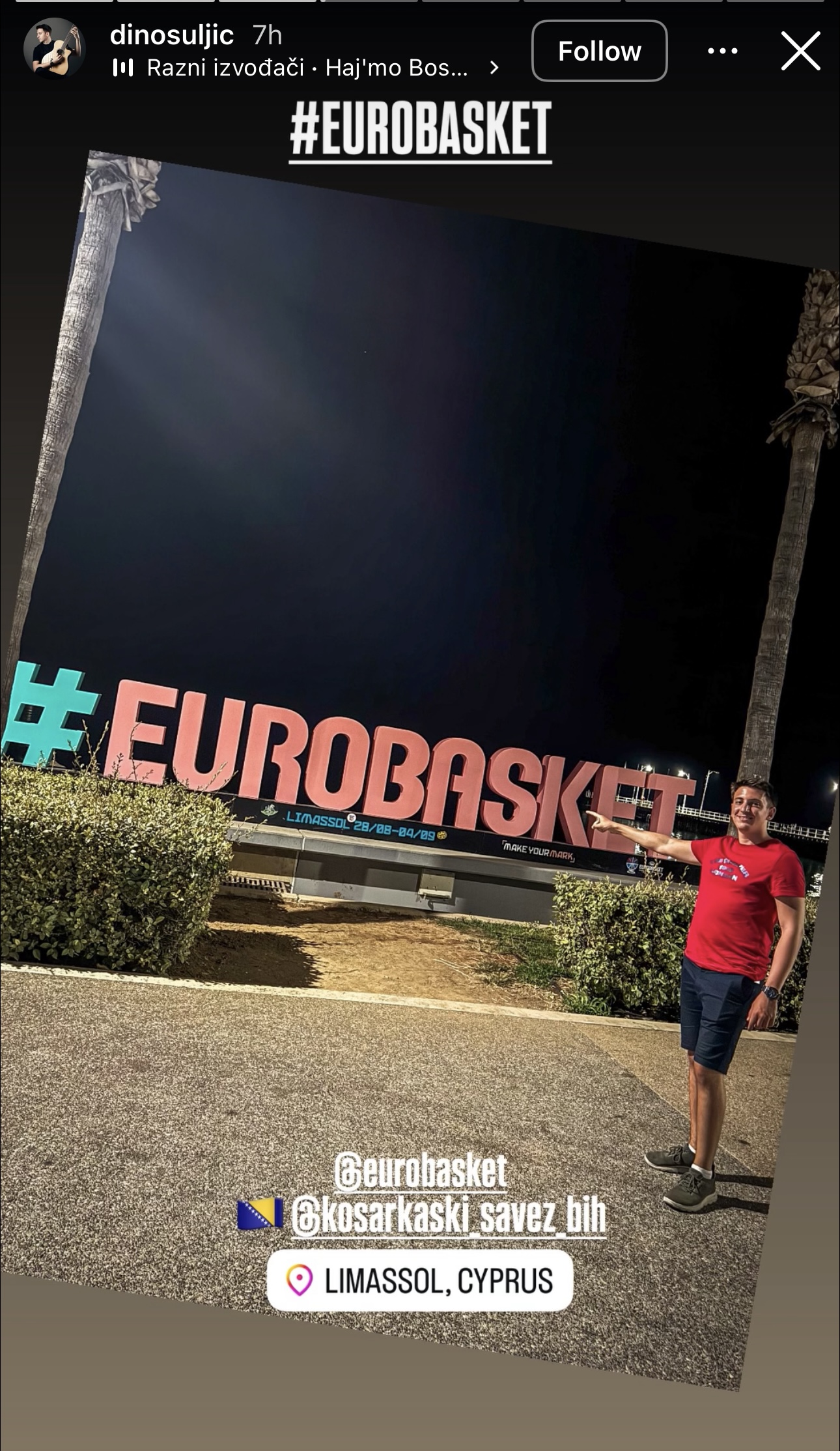 Dino Suljić ne propušta Eurobasket: Finalista "Zvezda Granda" bodri reprezentaciju BiH sa Kipra FOTO 6 IMG 3906