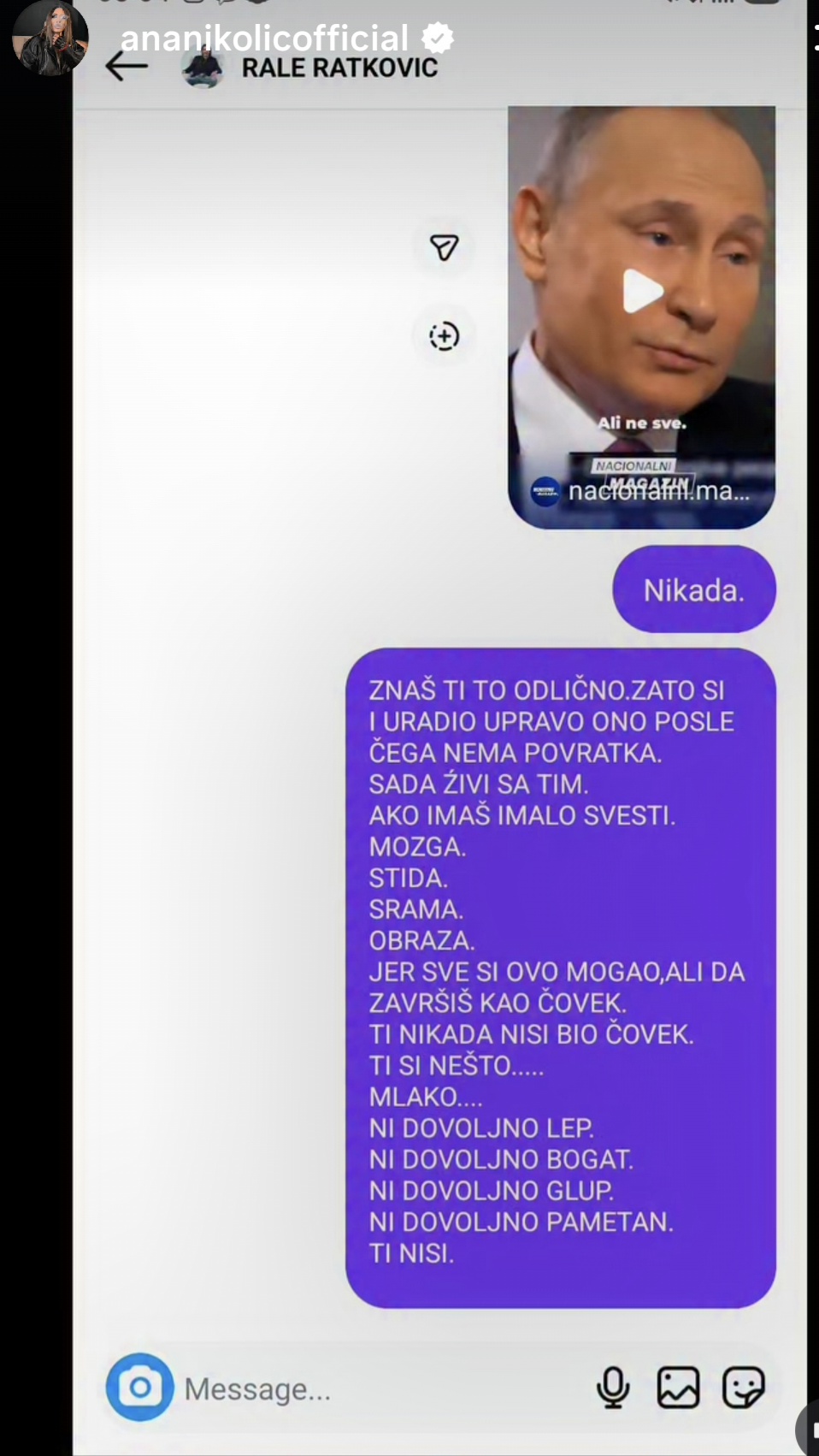 Ana Nikolić raskinula sa Raletom jer je stao na stranu Jelene Radanović: "Ti nikada nisi bio čovek. Nema povratka" 6 Screenshot 20260810 101956 Instagram